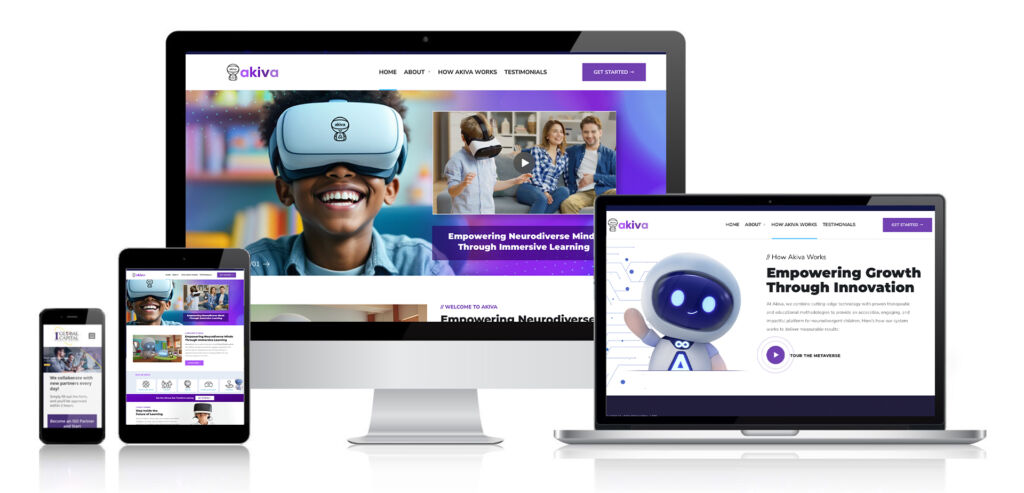 We developed a responsive, user-friendly website for Akiva Systems, a leader in autism education using Virtual Reality and Artificial Intelligence. The site highlights Akiva’s cutting-edge platform, designed to support neurodivergent children, their families, and therapists, providing a seamless digital experience that communicates their mission effectively.