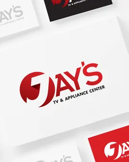 Jay's TV & Appliance Center red logo design on branded stationery by Pesce MediaWorks
