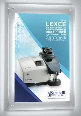 Santinelli International LEXCE poster design in a wall-mounted display frame