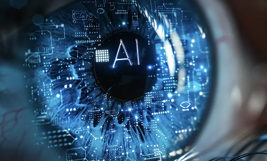 machine learning hardware concept with neural network circuitry